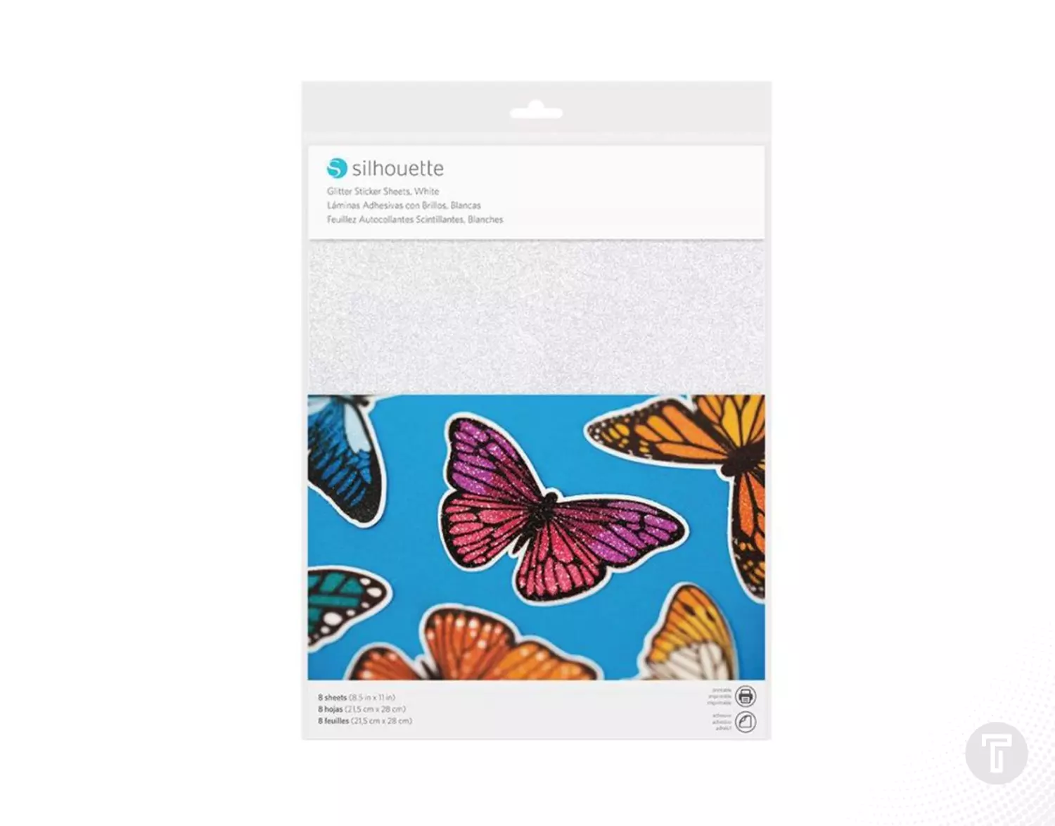 Silhouette sticker sheets white glitter